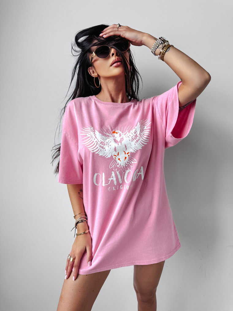 T-shirt damski OLAVOGA JUNIPER różowy