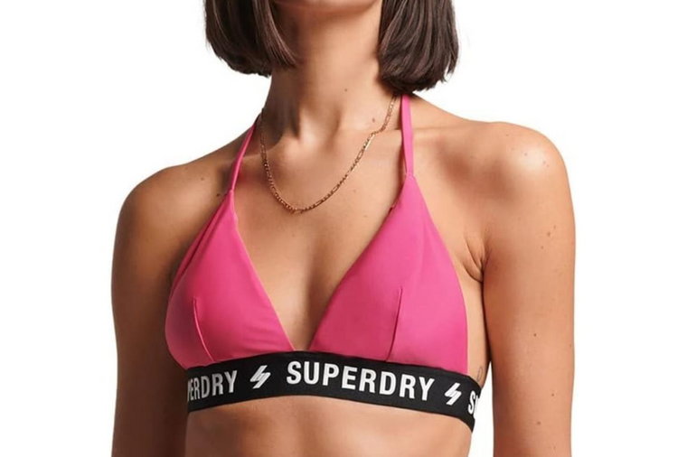 Góra od bikini Superdry Triangile Elastic Top różowy-S