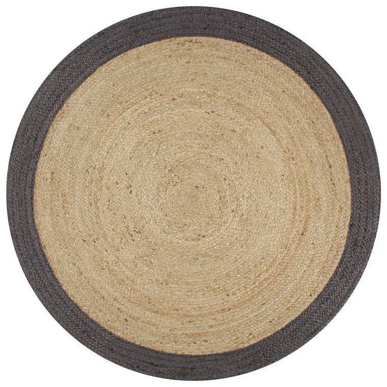 Ręcznie wykonany dywanik, juta, ciemnoszara krawędź, 150 cm kod: V-133679