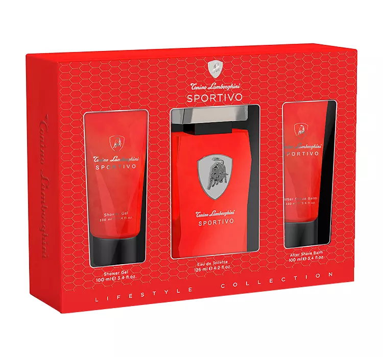 TONINO LAMBORGHINI SPORTIVO WODA TOALETOWA SPRAY 125ML + ŻEL 100ML + BALSAM PO GOLENIU 100ML