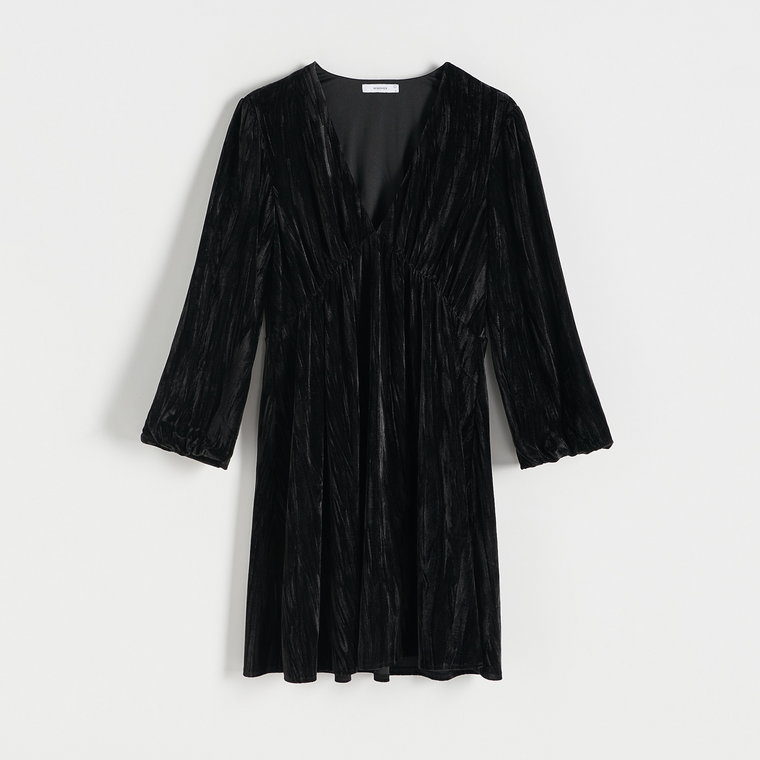 Reserved - Welwetowa sukienka mini - czarny