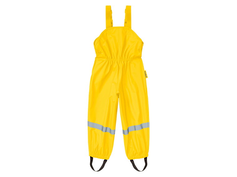 Playshoes Spodnie przeciwdeszczowe dziecięce dla dziewczynki / chłopca, na szelkach z odblaskami (98/104, Żółty)