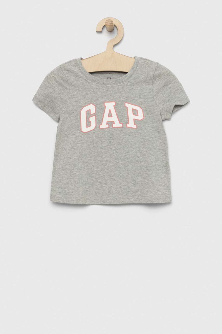GAP t-shirt bawełniany dziecięcy kolor szary z nadrukiem