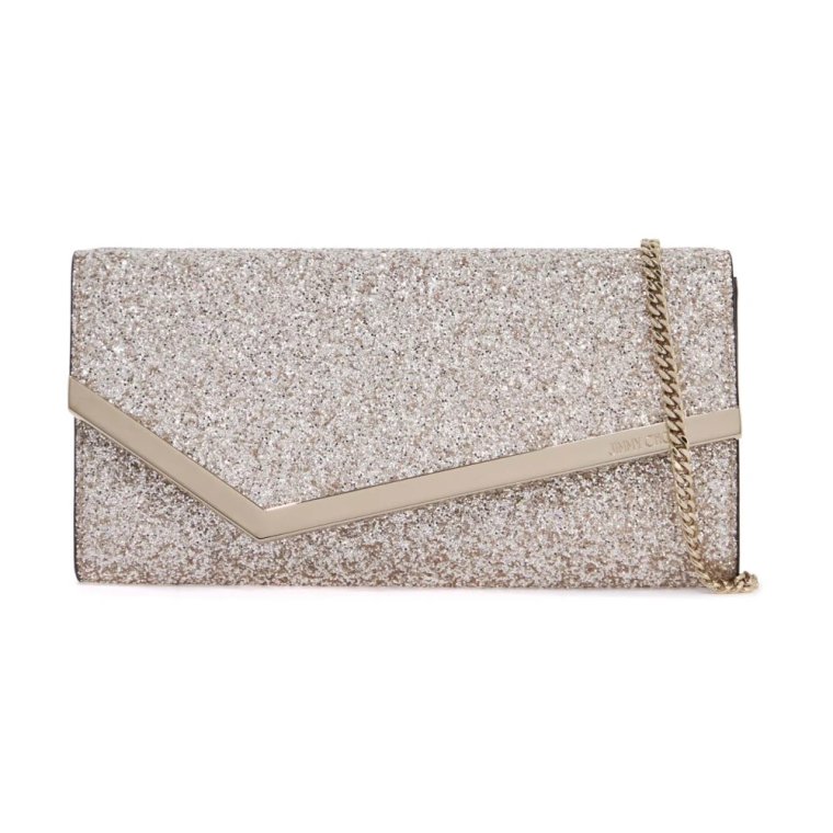 Połyskująca Emmie Clutch z Obrzeżem Metalowym Jimmy Choo