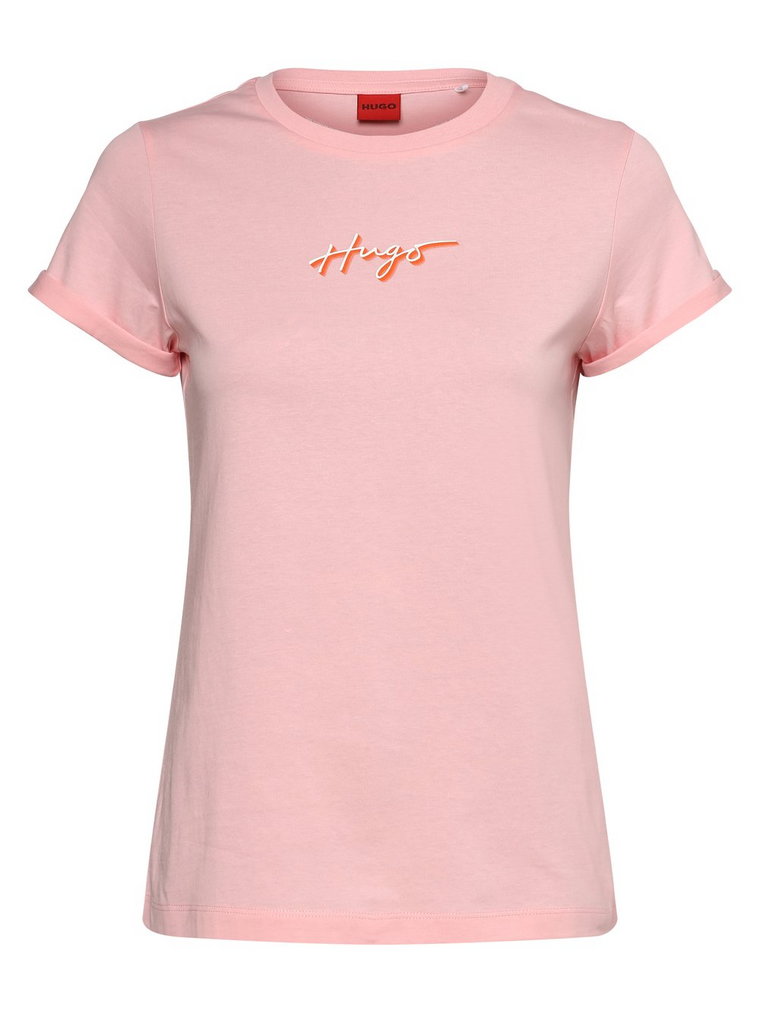 HUGO - T-shirt damski  Slim Tee_3, różowy
