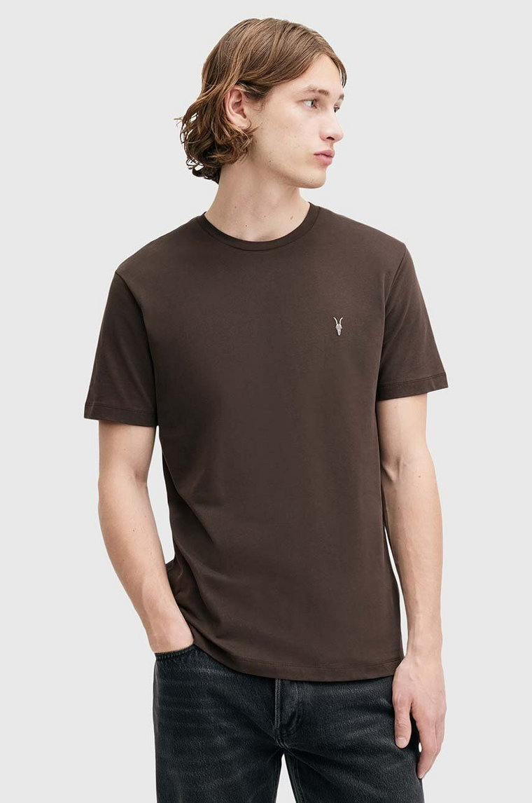 AllSaints t-shirt bawełniany BRACE męski kolor brązowy gładki M030JB