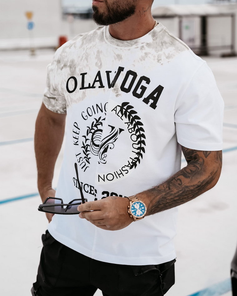 T-shirt męski OLAVOGA FORCE biało - khaki