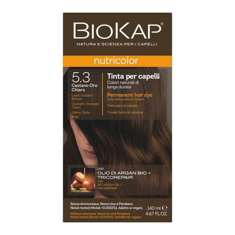 Biokap Nutricolor Farba do włosów, 5.3 Jasny Złoty Brąz