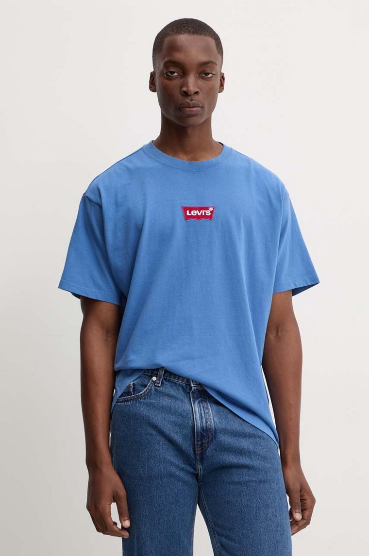 Levi's t-shirt bawełniany męski kolor niebieski z nadrukiem 87373