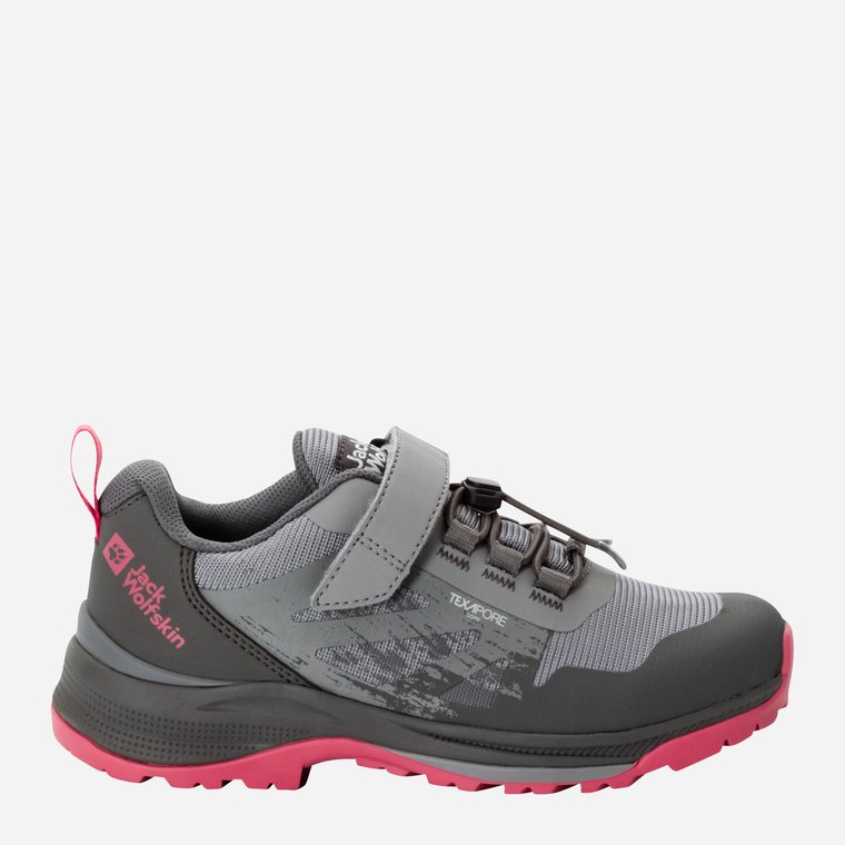 Buty sportowe dziecięce dla dziewczynki na rzepy Jack Wolfskin Villi Hiker Texapore Low K 4056831-2428 35 Szary/Różowy (4064993840506). Buty sportowe dziewczęce