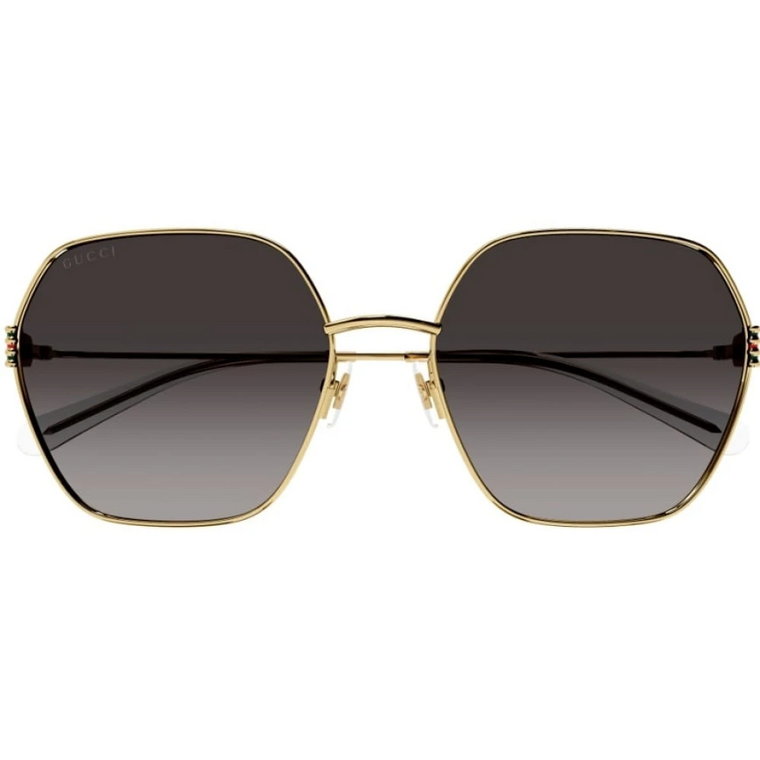 Geometryczne metalowe okulary przeciwsłoneczne z ikonicznym logo Gucci
