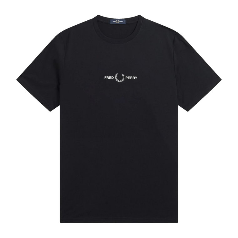 Czarna koszulka z haftowanym logo Fred Perry