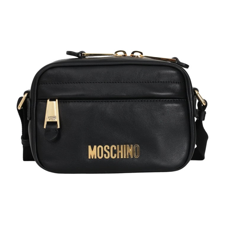 Czarna torebka na ramię z logo Moschino