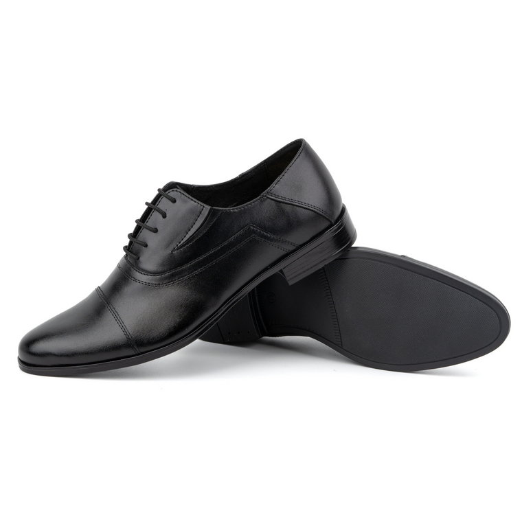 Buty męskie skórzane wizytowe eleganckie sznurowane 290LU czarne