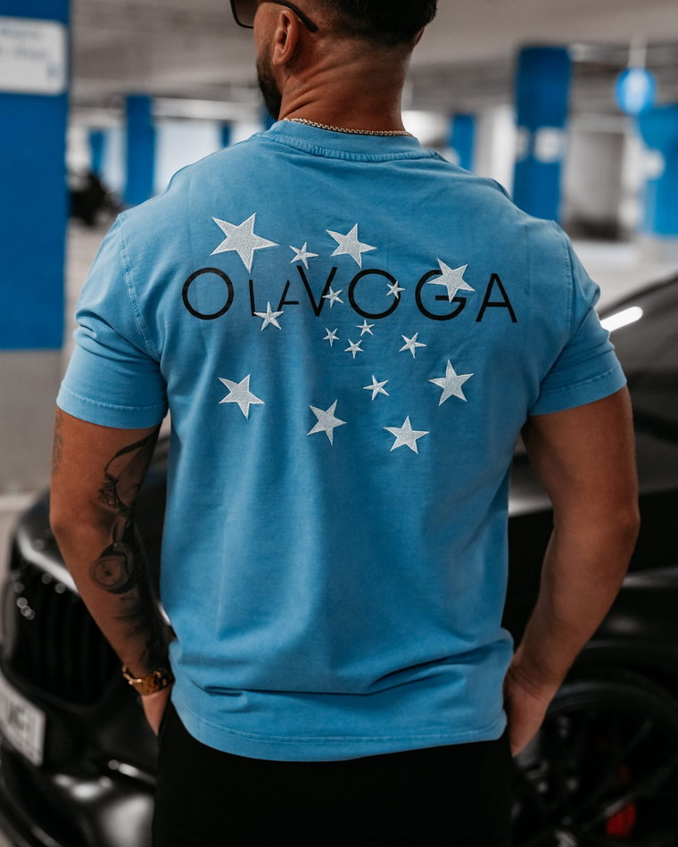 T-shirt męski OLAVOGA GALAXY błękitny