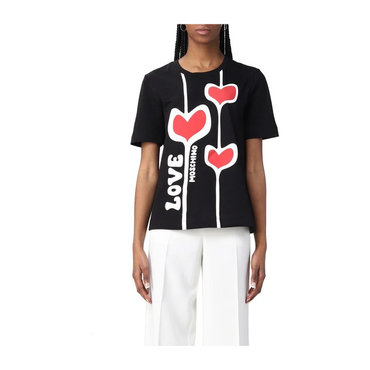 Ikoniczna Koszulka z Nadrukiem Serca Love Moschino