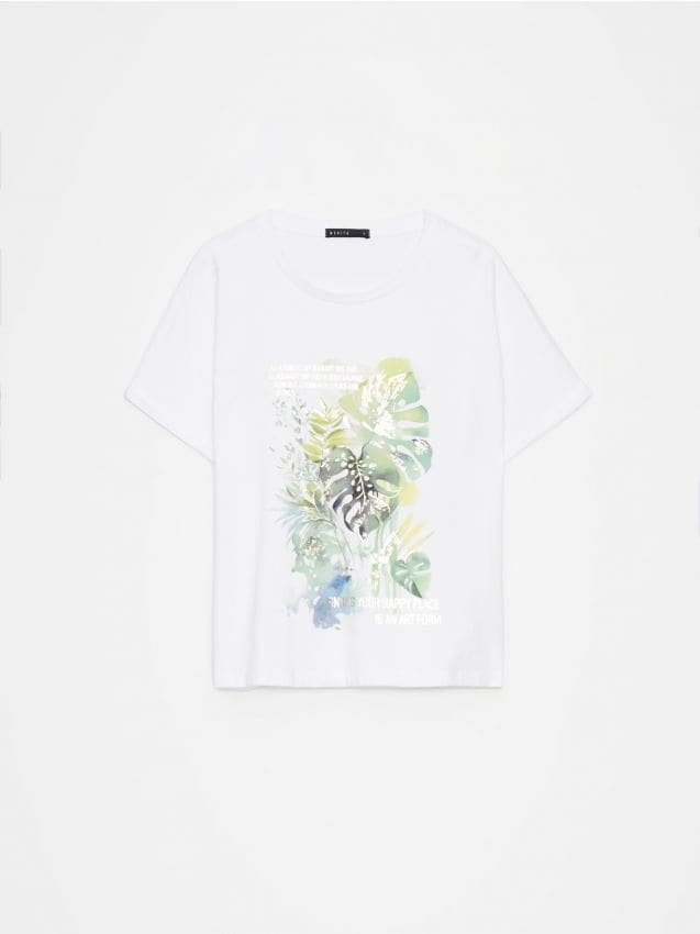 Mohito - T-shirt z roślinnym printem - biały