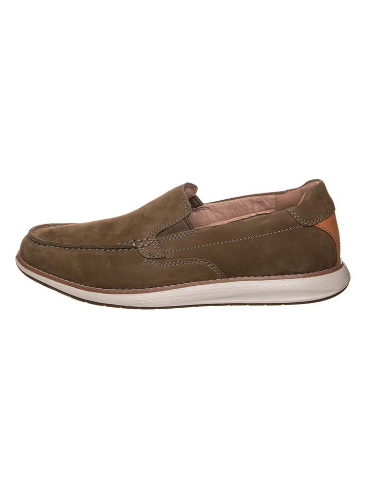 Clarks Skórzane slippersy "Un Pilot Step" w kolorze khaki