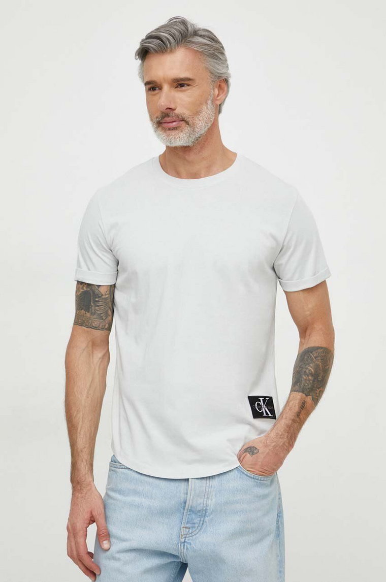 Calvin Klein Jeans t-shirt bawełniany męski kolor szary z aplikacją