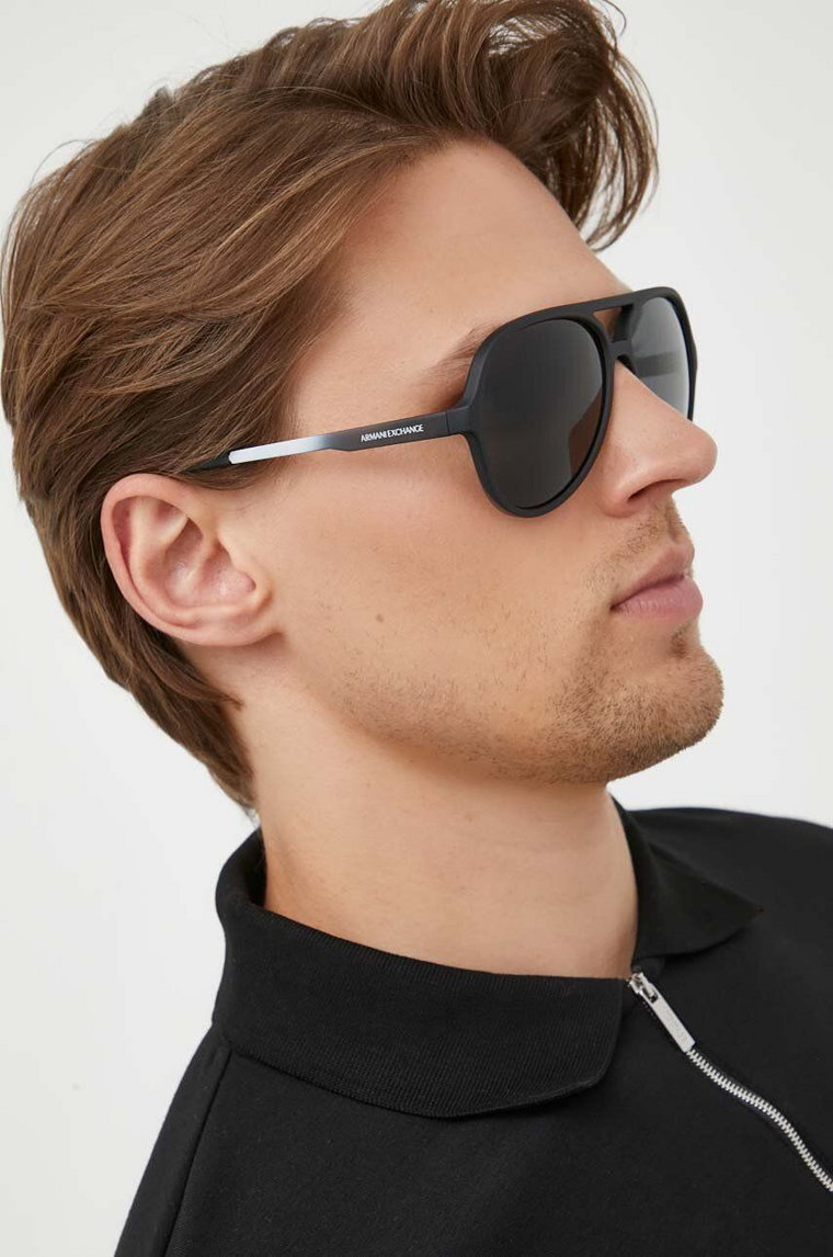 Armani Exchange okulary przeciwsłoneczne męskie kolor czarny 0AX4133S