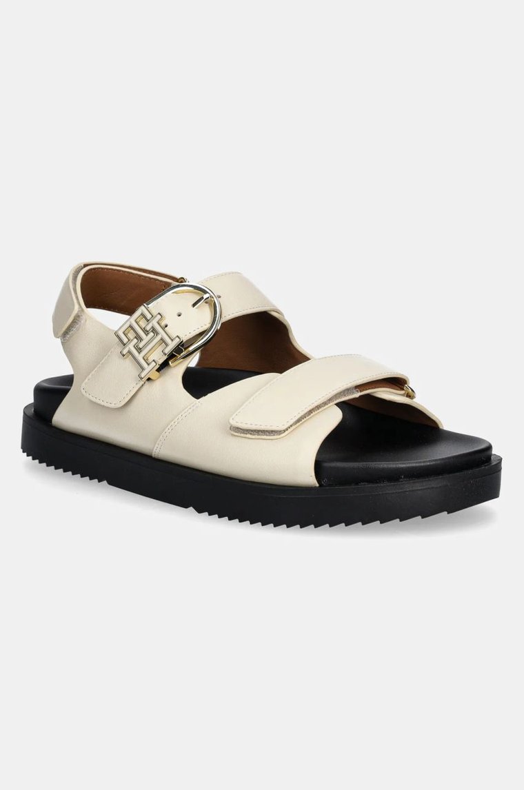 Tommy Hilfiger sandały skórzane LEATHER SPORTY SANDAL damskie kolor beżowy FW0FW08799