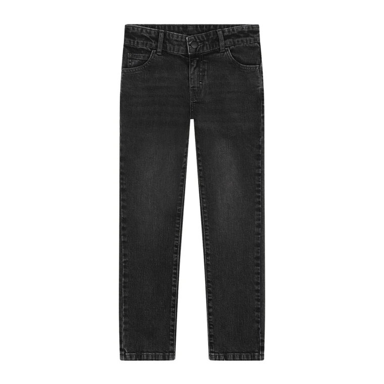 Czarne Unisex Jeansy z Tonalnymi Nitami Dkny