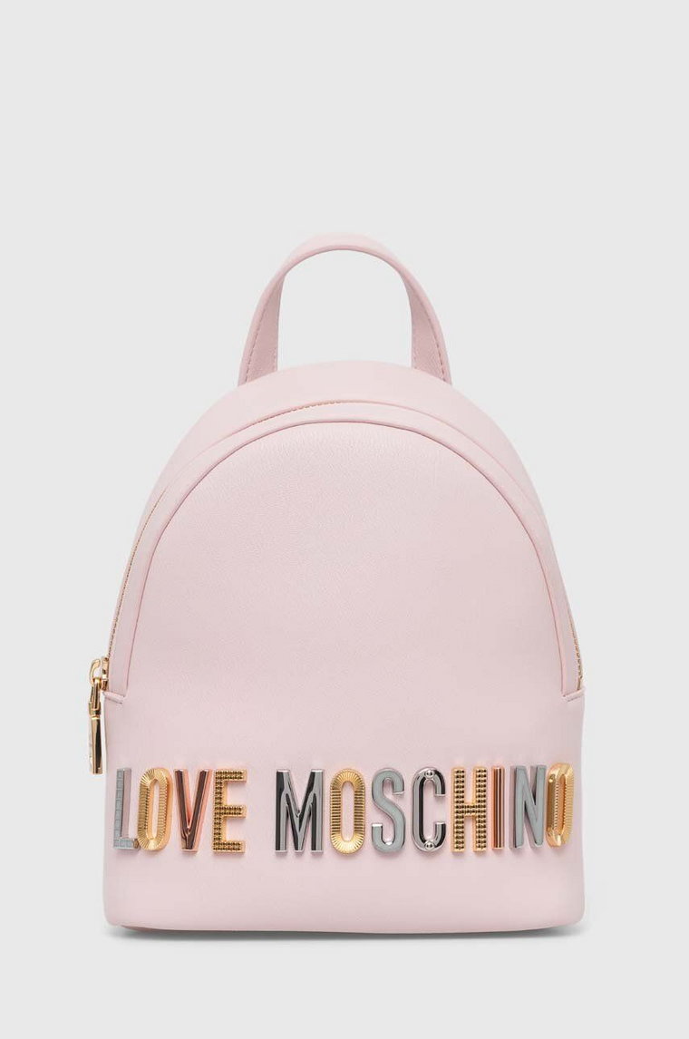 Love Moschino plecak damski kolor różowy mały z aplikacją