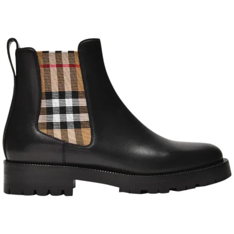 Czarne Skórzane Buty Chelsea Burberry