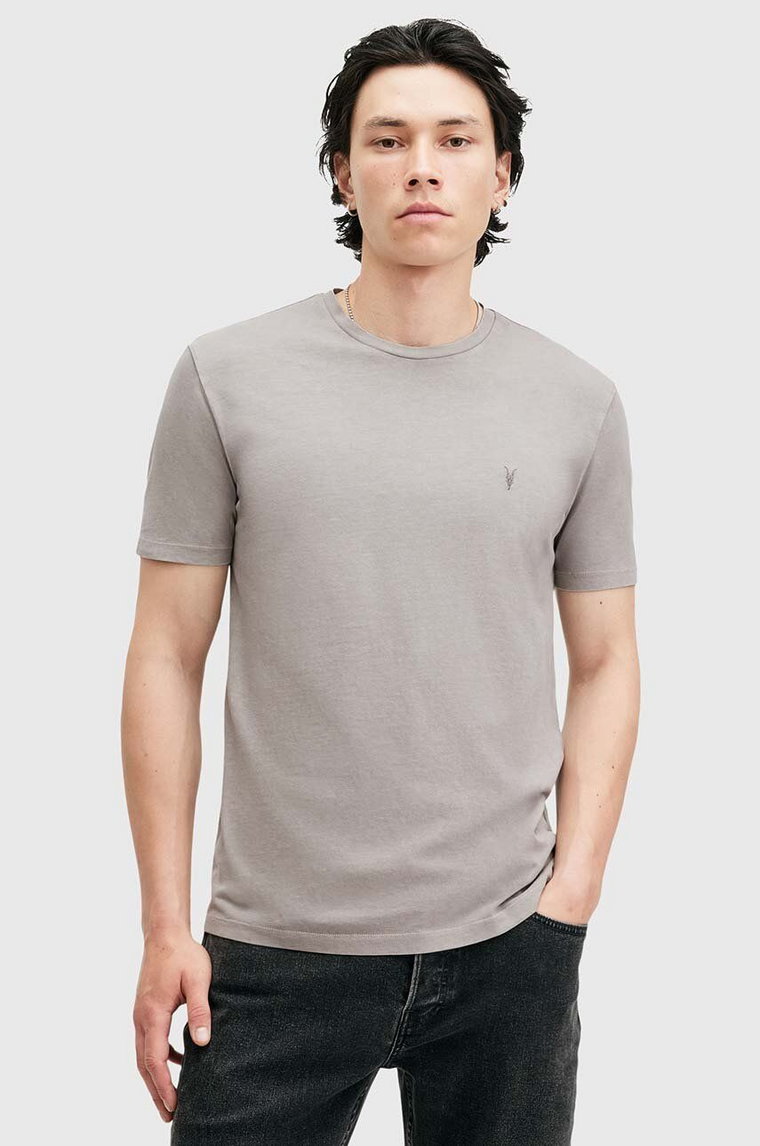 AllSaints t-shirt bawełniany OSSAGE męski kolor szary gładki M001JZ