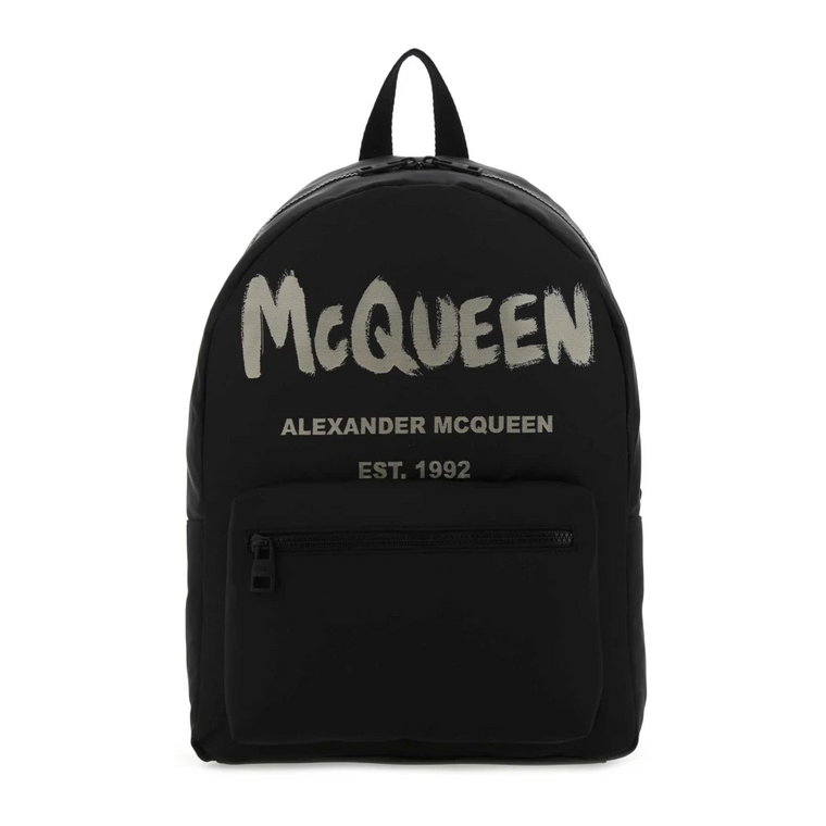 Czarny plecak Metropolitan z płótna Alexander McQueen