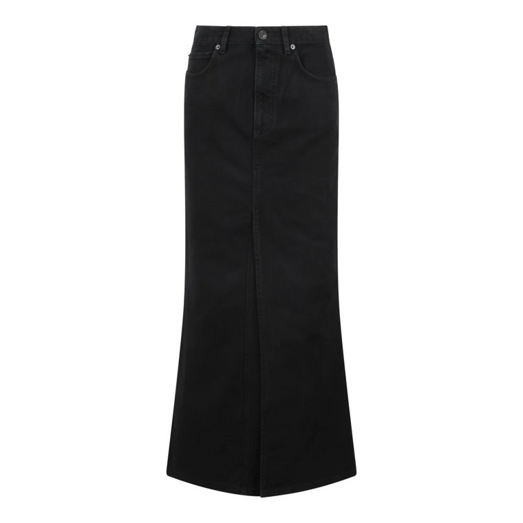Czarna Spódnica Maxi z Denimu Balenciaga