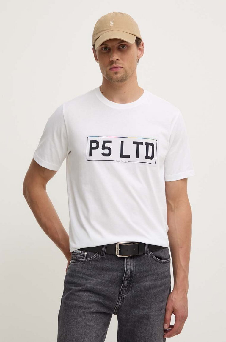 PS Paul Smith t-shirt bawełniany męski kolor biały z nadrukiem M2R.011R.NP4693