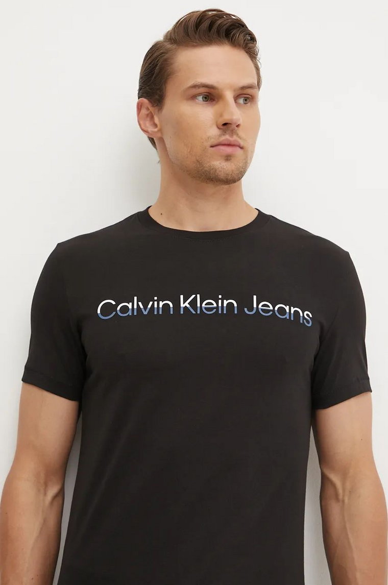 Calvin Klein Jeans t-shirt bawełniany męski kolor czarny z nadrukiem J30J325676