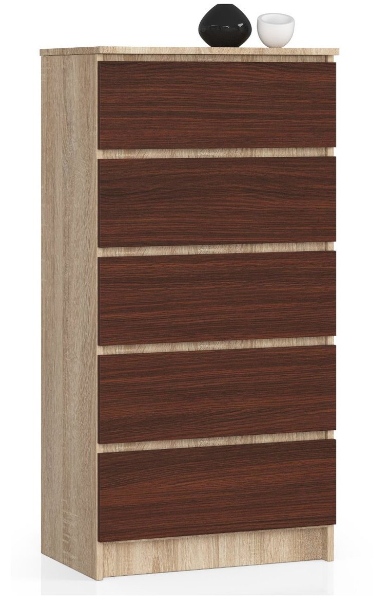 Komoda do salonu K 60 cm 5 szuflad - Dąb Sonoma Wenge