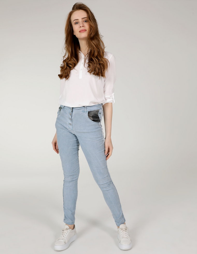 SPODNIE Z LAMPASAMI 221-97540 JEANS