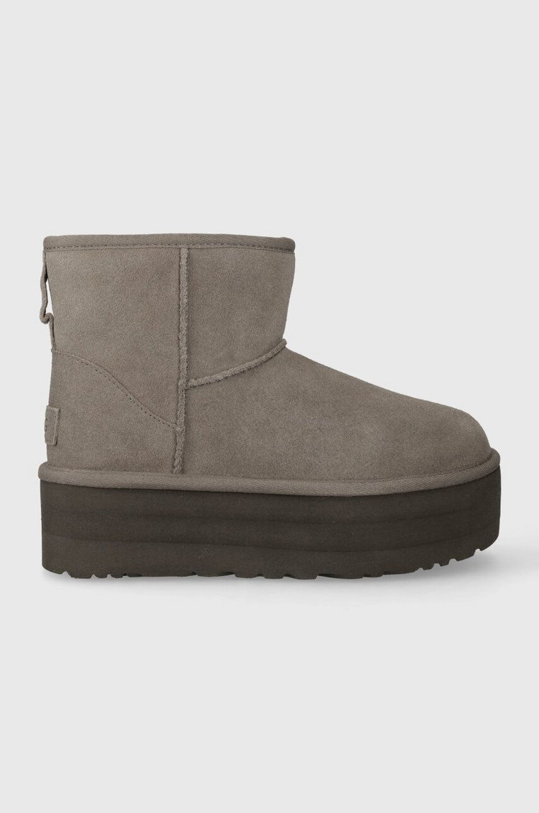 UGG śniegowce zamszowe Classic Mini Platform kolor szary 1134991