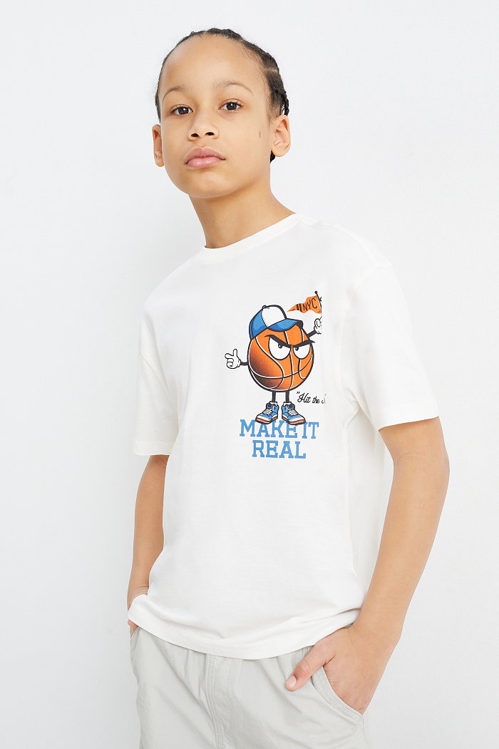 C&A Koszykówka-koszulka z krótkim rękawem, Biały, Rozmiar: 158