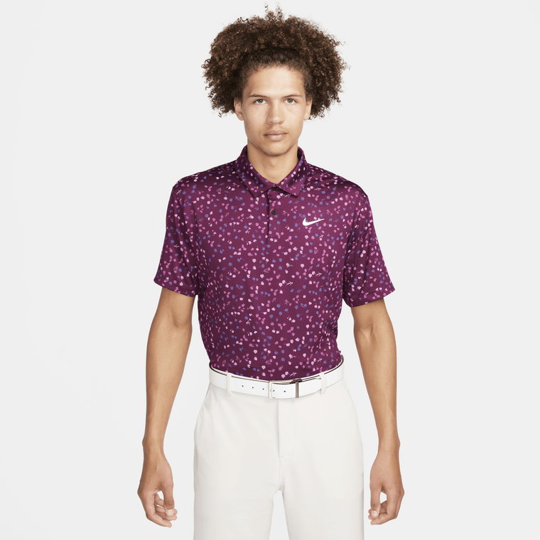 Męska koszulka polo do golfa z motywem kwiatowym Nike Dri-FIT Tour - Biel