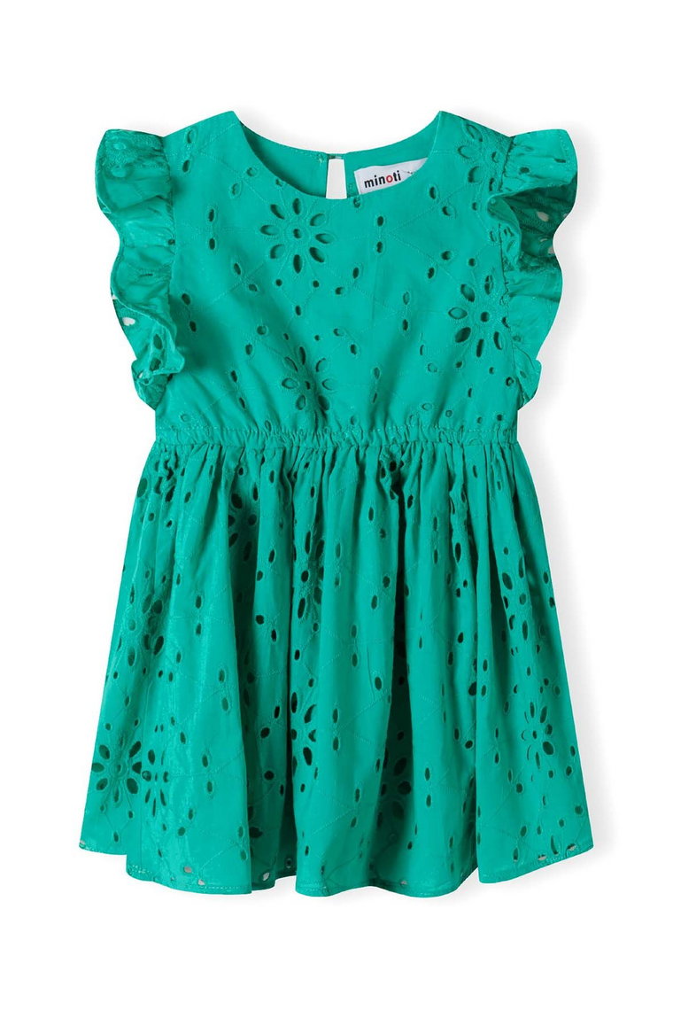 Letnia sukienka zielona z haftowanej tkaniny dla dziewczynki