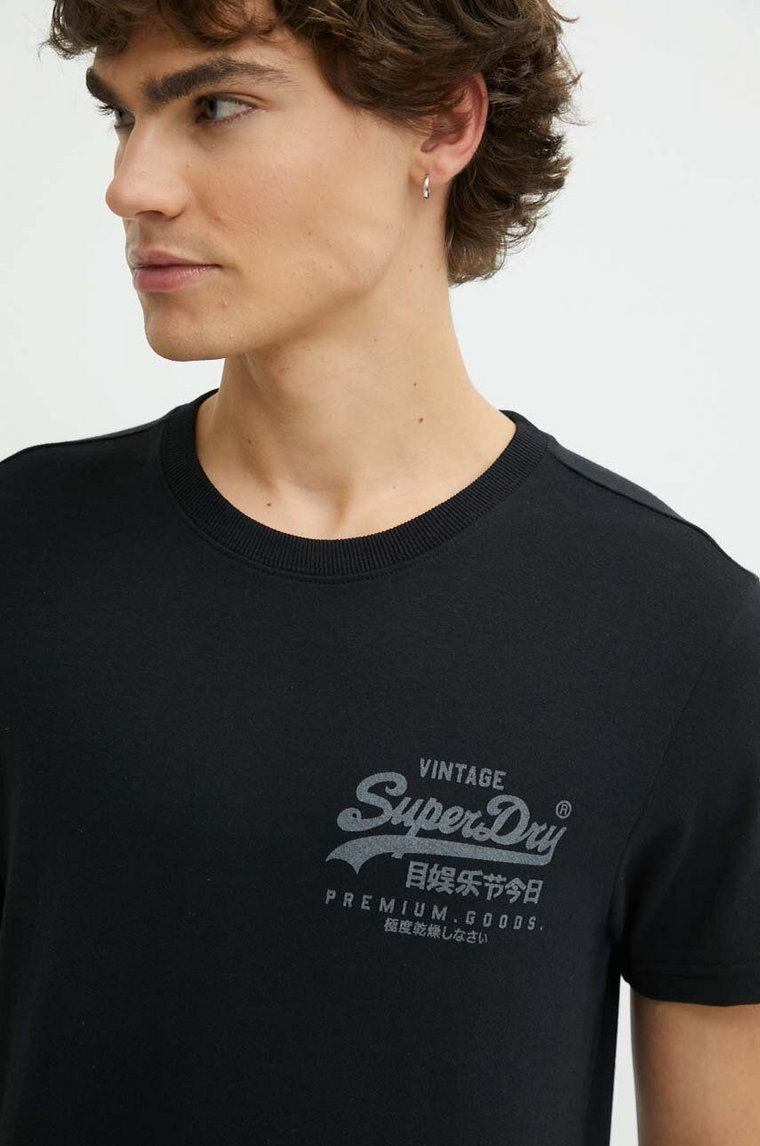 Superdry t-shirt kolor czarny z nadrukiem M1011979A-9RN
