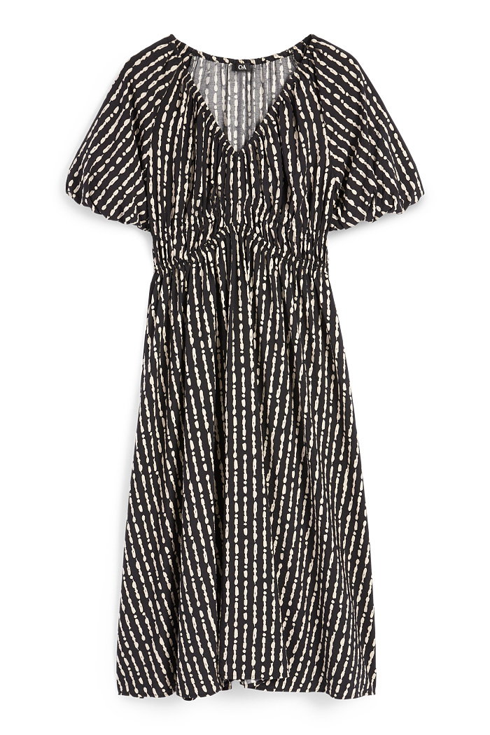 C&A Sukienka o linii A z dekoltem V-z wzorem, Czarny, Rozmiar: 36