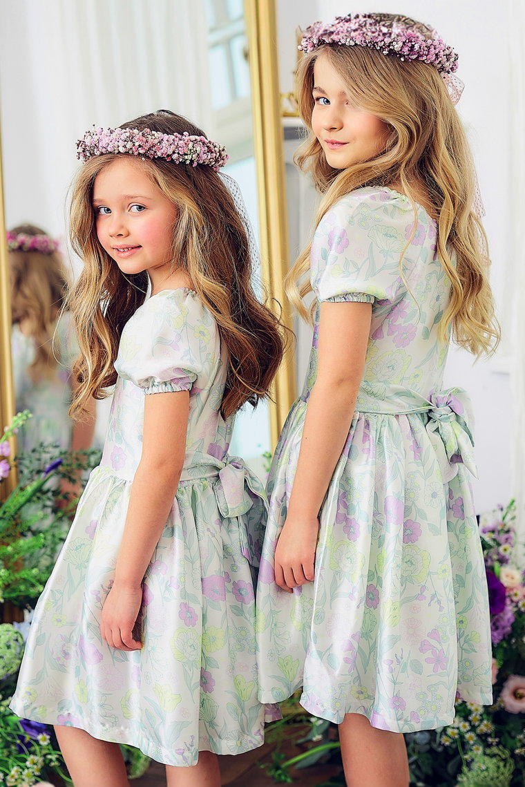 Elegancka sukienka dziewczęca w kwiaty - Max&Mia