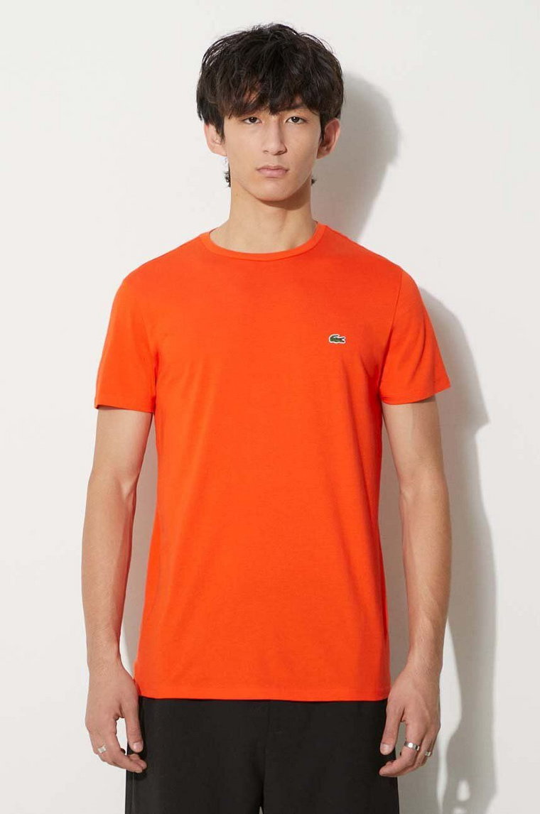 Lacoste t-shirt bawełniany kolor pomarańczowy gładki TH6709-001.