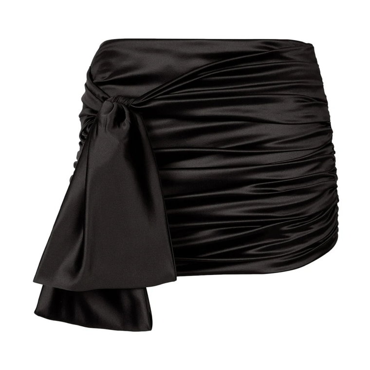 Czarna Spódnica z Jedwabiu z Marszczeniem Dolce & Gabbana