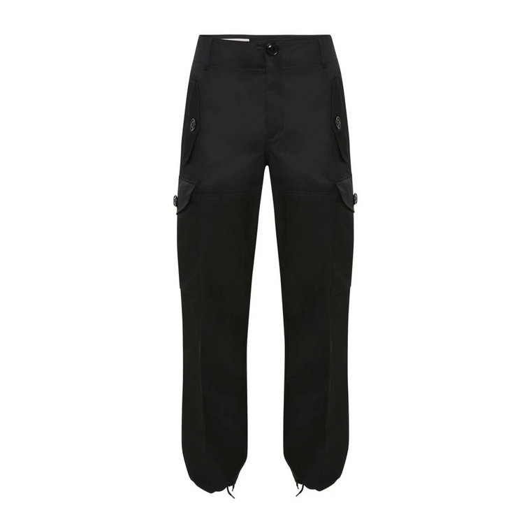Czarne satynowe spodnie z wysokim stanem Alexander McQueen