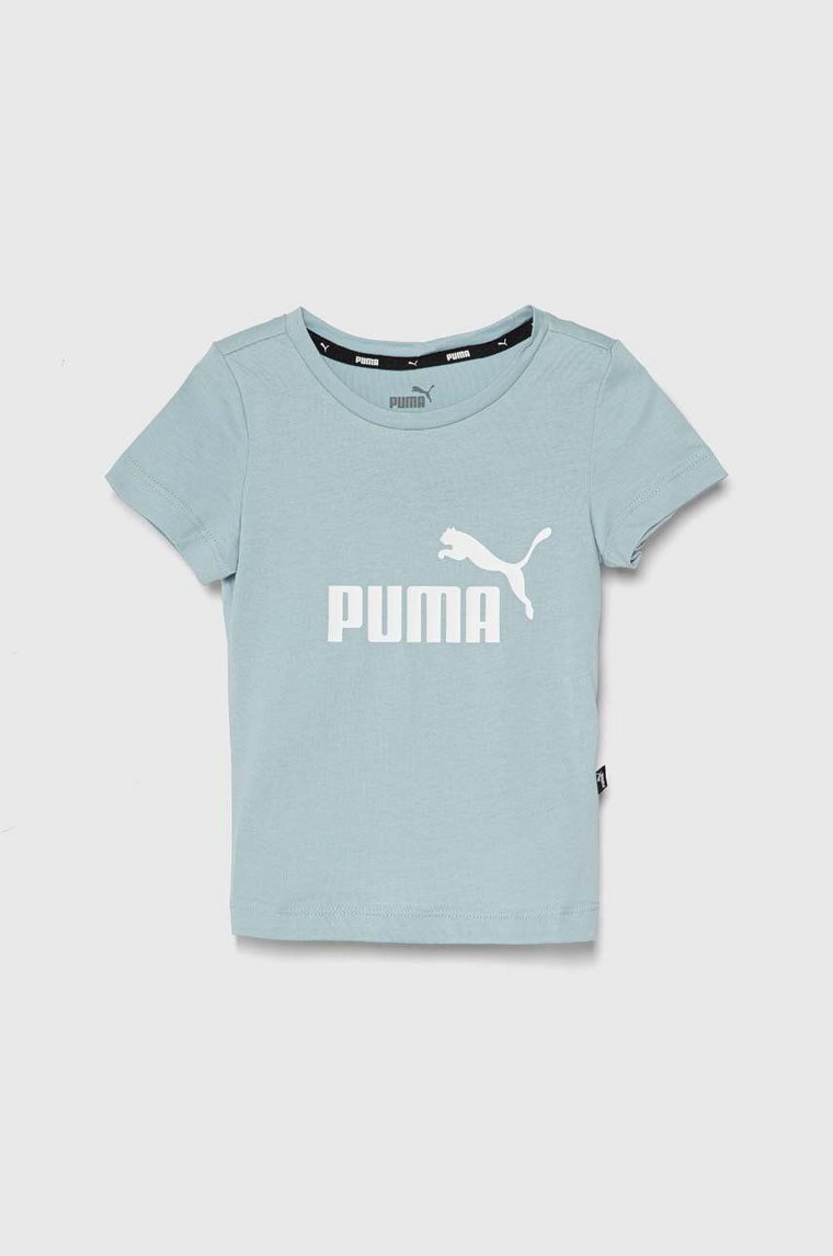 Puma t-shirt bawełniany dziecięcy kolor niebieski