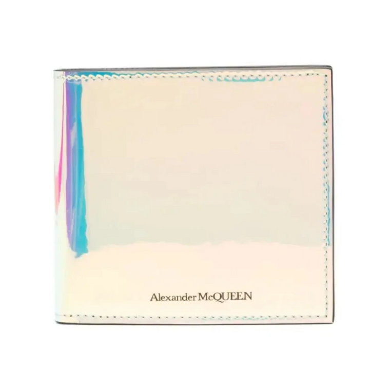 Opalescentna Skórzana Portmonetka Bi-Fold dla Mężczyzn Alexander McQueen