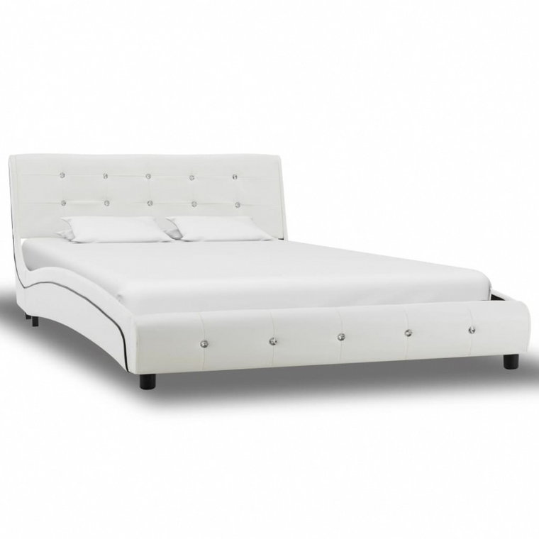 Rama łóżka, biała, sztuczna skóra, 120 x 200 cm kod: V-280313