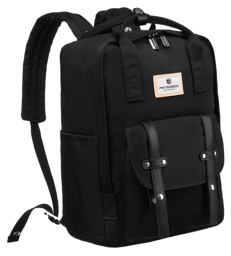 PETERSON plecak damski miejski czarny dla kobiety sportowy szkolny na laptopa