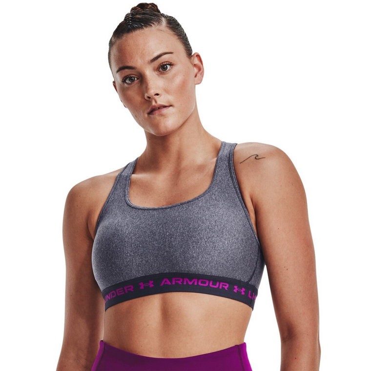 Biustonosz treningowy UNDER ARMOUR UA CROSSBACK MID HEATHER BRA - szary